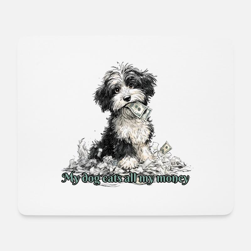 My dog eats all my money - Mousepad (Querformat) - Weiß