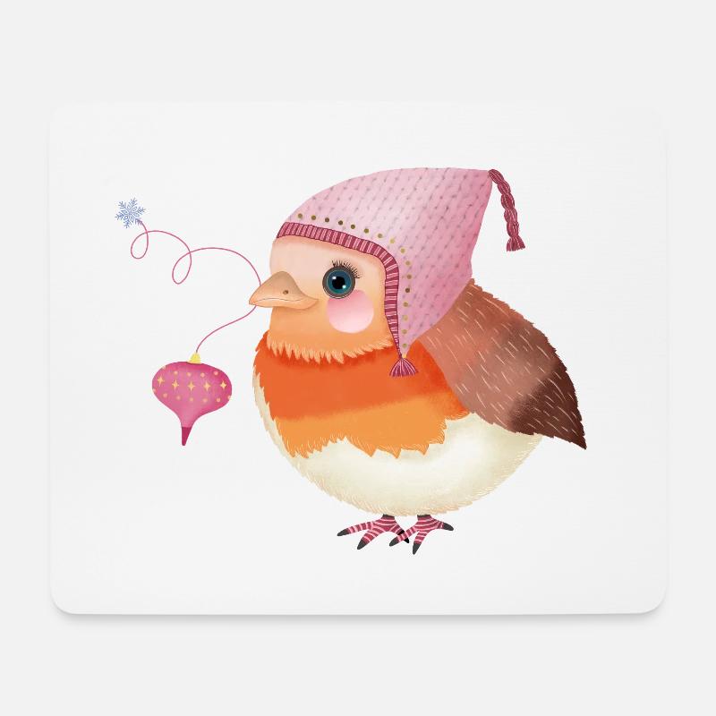 Weihnachts-Rotkehlchen - Mousepad (Querformat) - Weiß