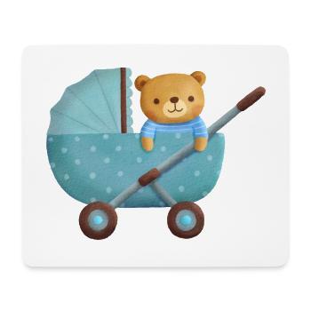Süßer Teddybär im Kinderwagen - Mousepad (Querformat) - Weiß - Vorne