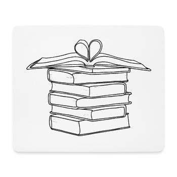 Dessin au trait de pile de livres | Livres Dessin - Tapis de souris (format paysage) - blanc - Devant