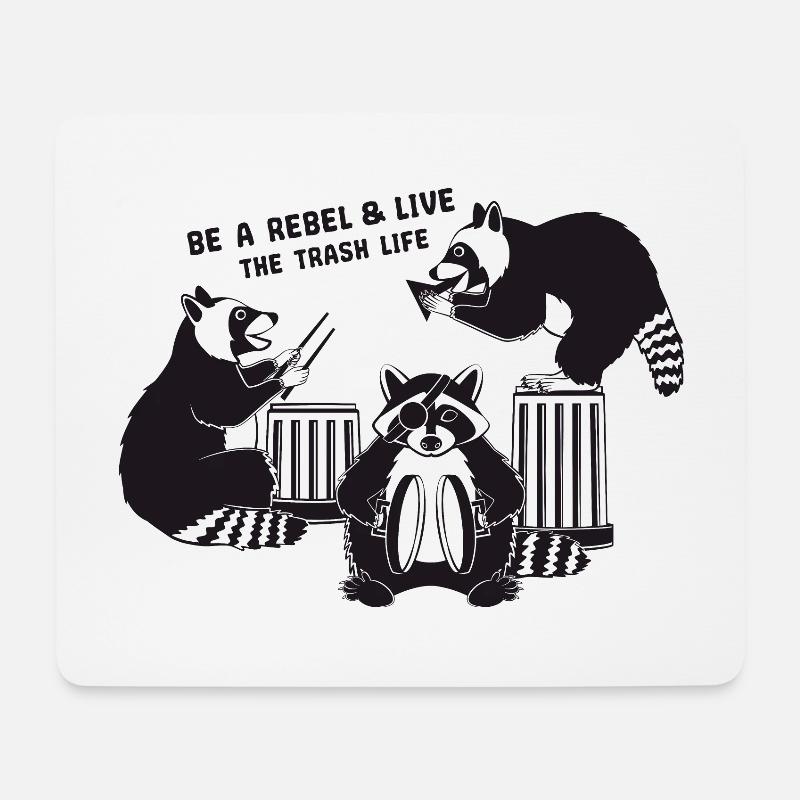 Racoon Band - be a rebel and live the trash life - Mousepad (Querformat) - Weiß