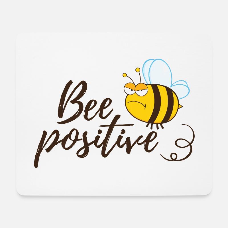 Lustige Biene Spruch Bee Positive - Mousepad (Querformat) - Weiß
