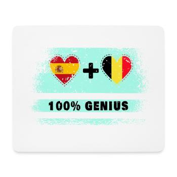Spain and Belgium flag 100% genius - Mouse Pad (horizontal) - white - Front