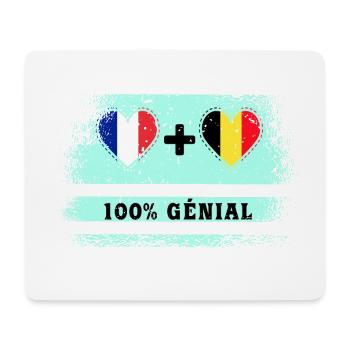 Drapeau France et Belgique 100% génial - Tapis de souris (format paysage) - blanc - Devant