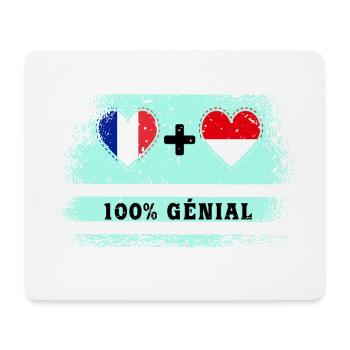 Drapeau France et Indonésie 100% génial - Tapis de souris (format paysage) - blanc - Devant