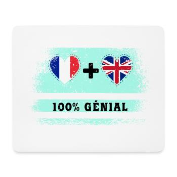 France et Grande-Bretagne Drapeau 100% génial - Tapis de souris (format paysage) - blanc - Devant