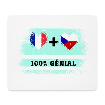Drapeau France et République tchèque 100% génial - Tapis de souris (format paysage) - blanc - Devant