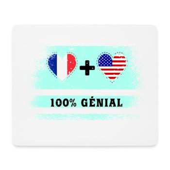 100% tolle Flagge Frankreichs und der USA - Mousepad (Querformat) - Weiß - Vorne