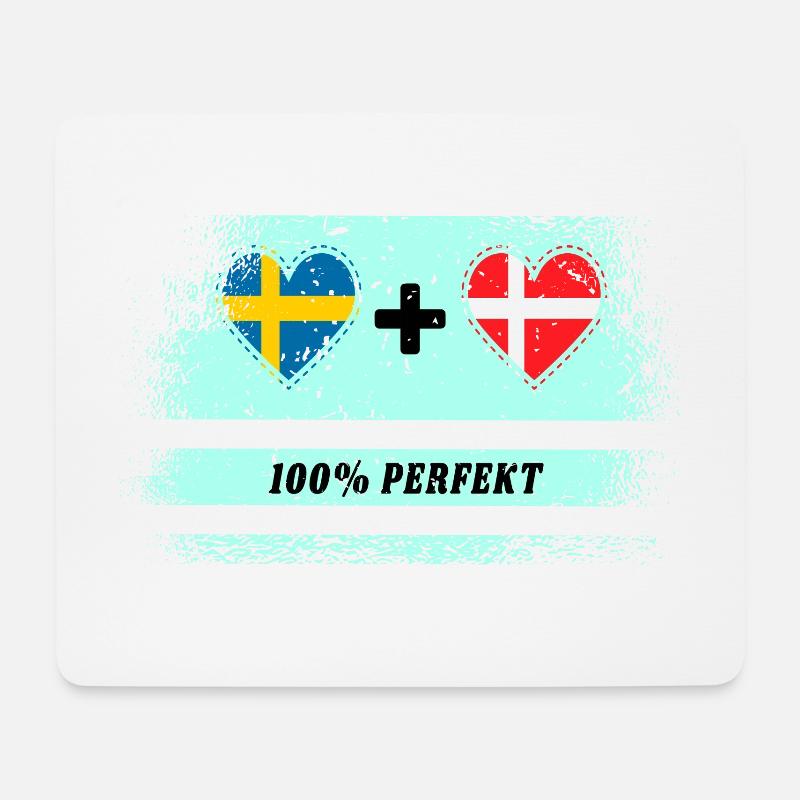 Dänemark und Schweden 100% perfekt / Geschenk - Mousepad (Querformat) - Weiß