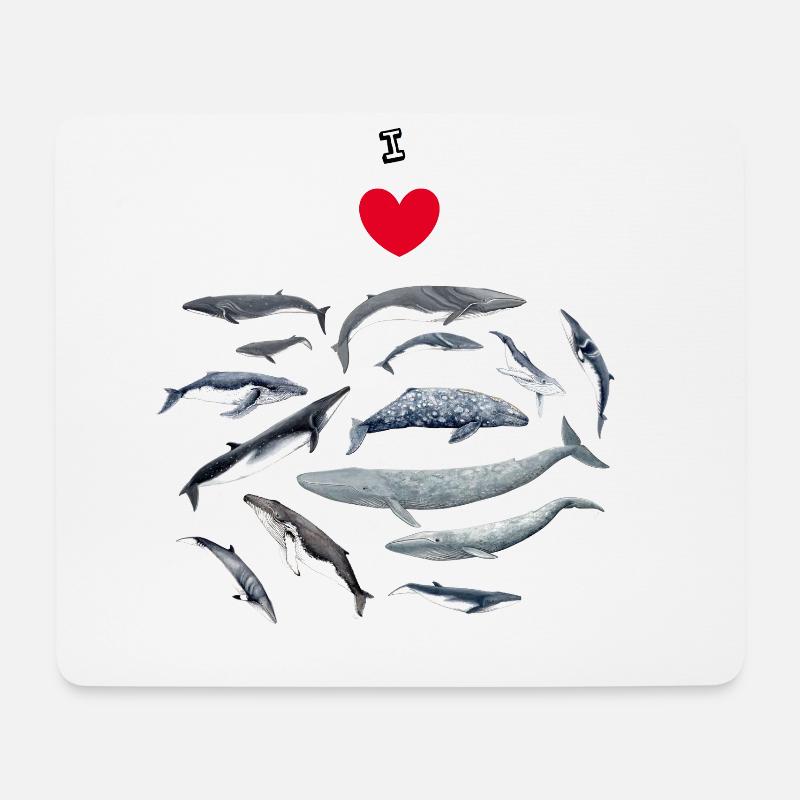 Wale lieben - Ich liebe Wale - Baleines - Mousepad (Querformat) - Weiß