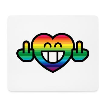 Emoticon Rainbow Grin Heart with Stinkfingers - Mousepad (Querformat) - Weiß - Vorne