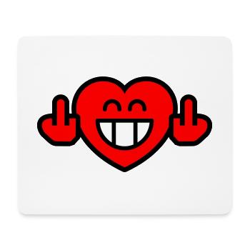 Emoticon Grin Heart with Stinkfingers (3c) - Mousepad (Querformat) - Weiß - Vorne