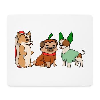 Halloween Mops Pug Katze Dackel Jack Hunde T Shirt - Mousepad (Querformat) - Weiß - Vorne