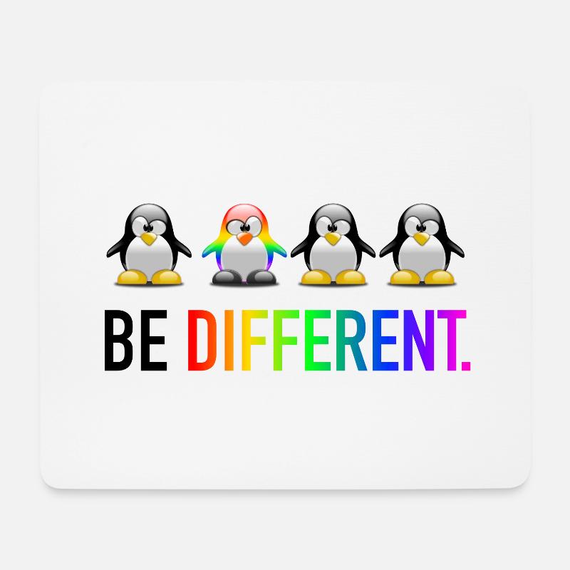 Be Different LGBT Pinguin Gay Pride CSD Cartoon - Mousepad (Querformat) - Weiß