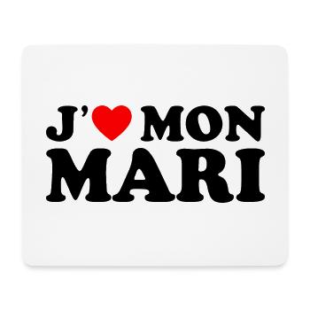 J'aime Mon Mari Cadeau Femme Mariée Coeur Rouge - Tapis de souris (format paysage) - blanc - Devant