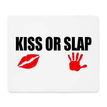 Kiss or slap - Tapis de souris (format paysage) - blanc - Devant
