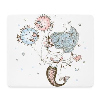 Ocean mermaid dances with fish balloons - Mouse Pad (horizontal) - white - Front
