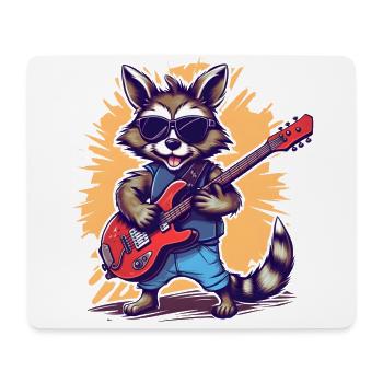 Funny raccoon electric guitarist rock'n'roll - Mouse Pad (horizontal) - white - Front