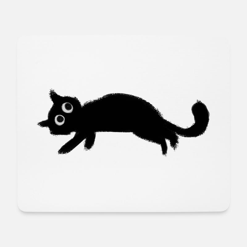 Schwarze Katze Charbo Ruhe - Mousepad (Querformat) - Weiß