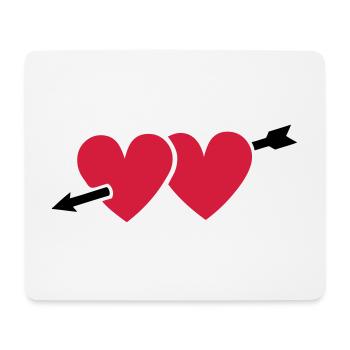 Herz Pfeil 2 Herzen Liebe Pfeilspitze Paare I Love - Mousepad (Querformat) - Weiß - Vorne