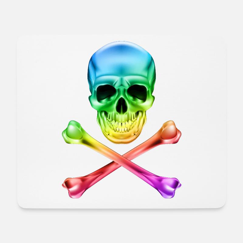 Schädel und Knochen Bunt - Mousepad (Querformat) - Weiß