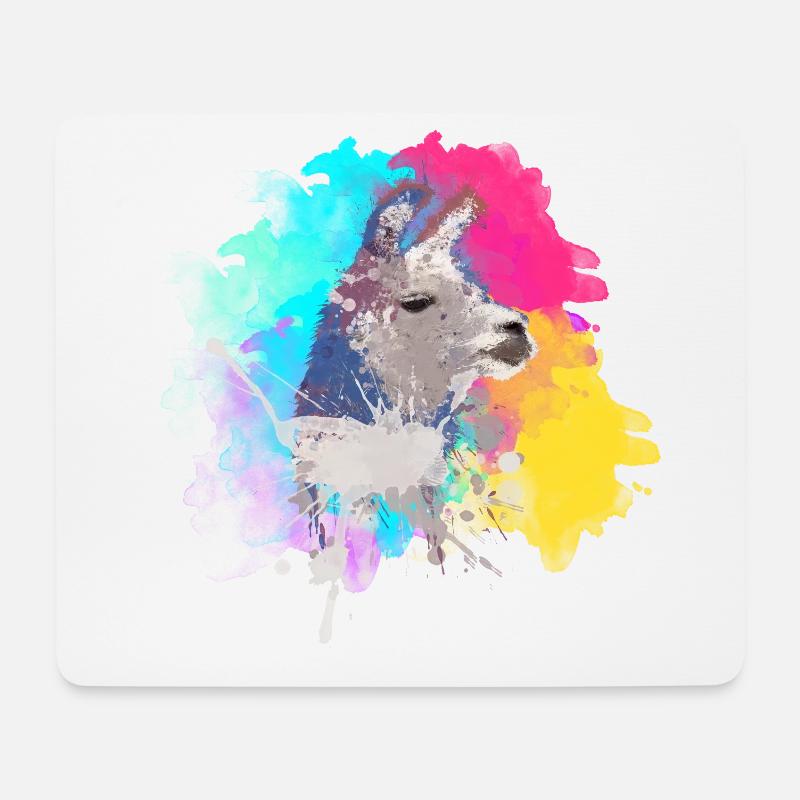 Buntes Lama - Mousepad (Querformat) - Weiß