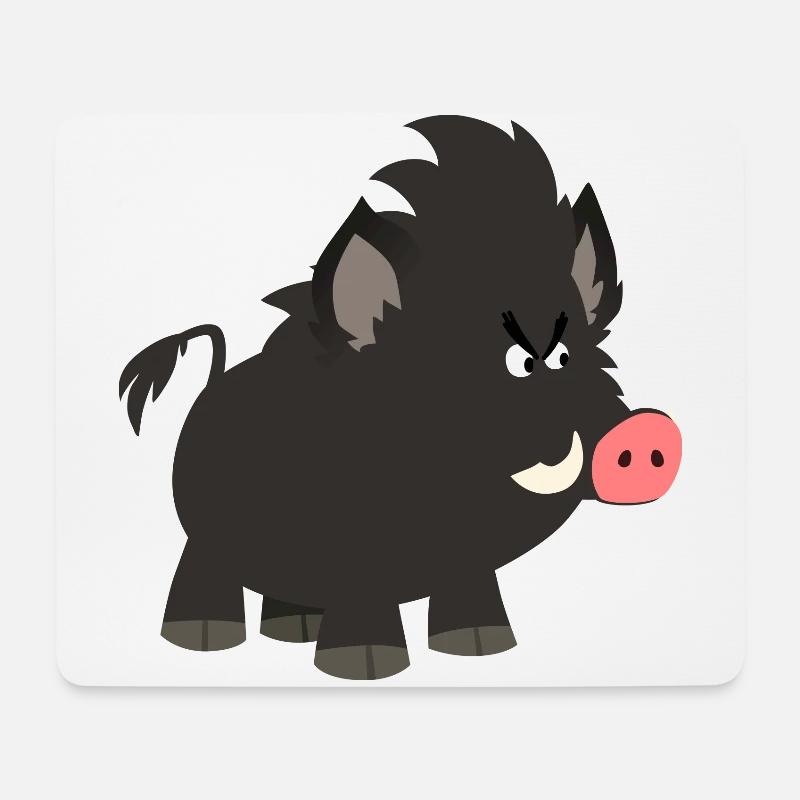 Grumpy Cartoon Wild Boar by Cheerful Madness!! - Mouse Pad (horizontal) - white
