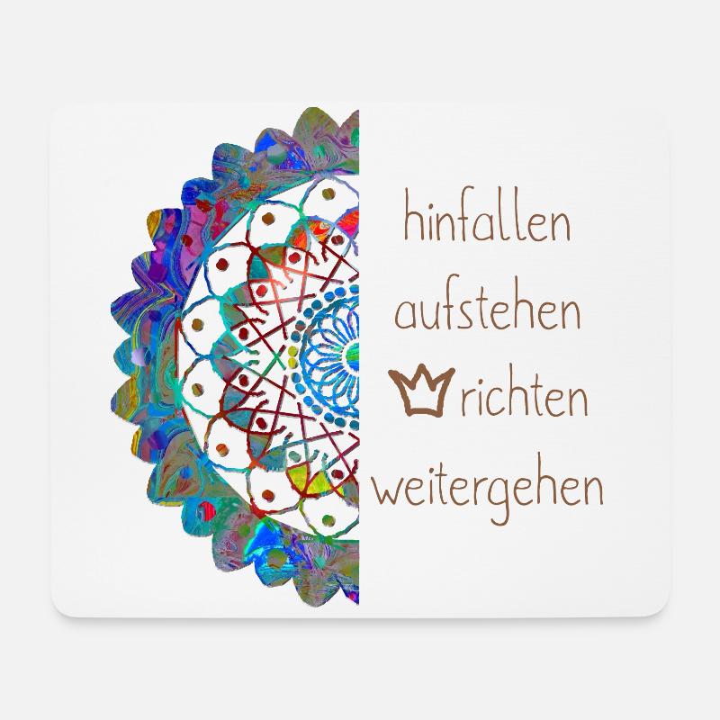 Hinfallen Aufstehen Krone richten Mandala Blume - Mousepad (Querformat) - Weiß