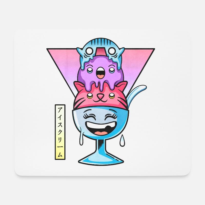 Kawaii Eis - Mousepad (Querformat) - Weiß