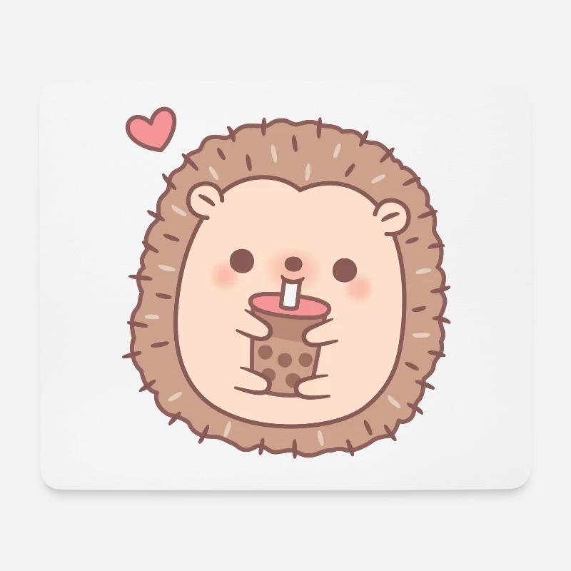 Süßer kleiner Igel liebt Bubble Tea - Mousepad (Querformat) - Weiß