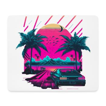 Synthwave Palm Beach - Mousepad (Querformat) - Weiß - Vorne
