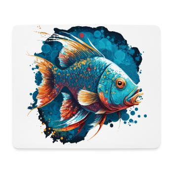 Pêche à la truite - Tapis de souris (format paysage) - blanc - Devant