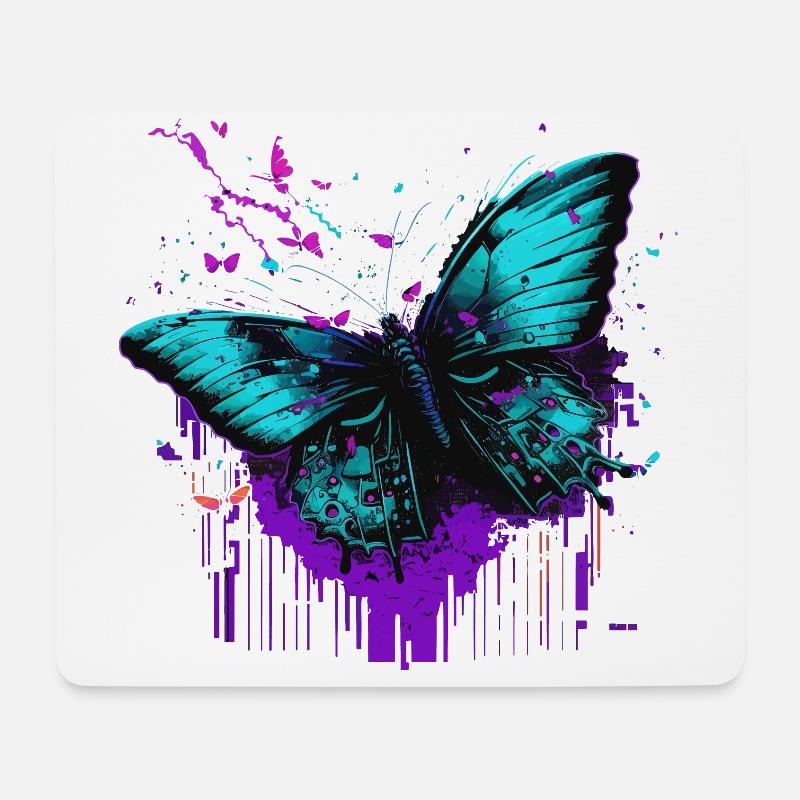 Schmetterling leuchtende Flügel - Mousepad (Querformat) - Weiß