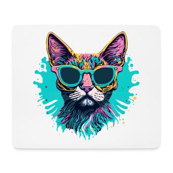 Colourful Splash Art Cat Design - Mouse Pad (horizontal) - white - Front