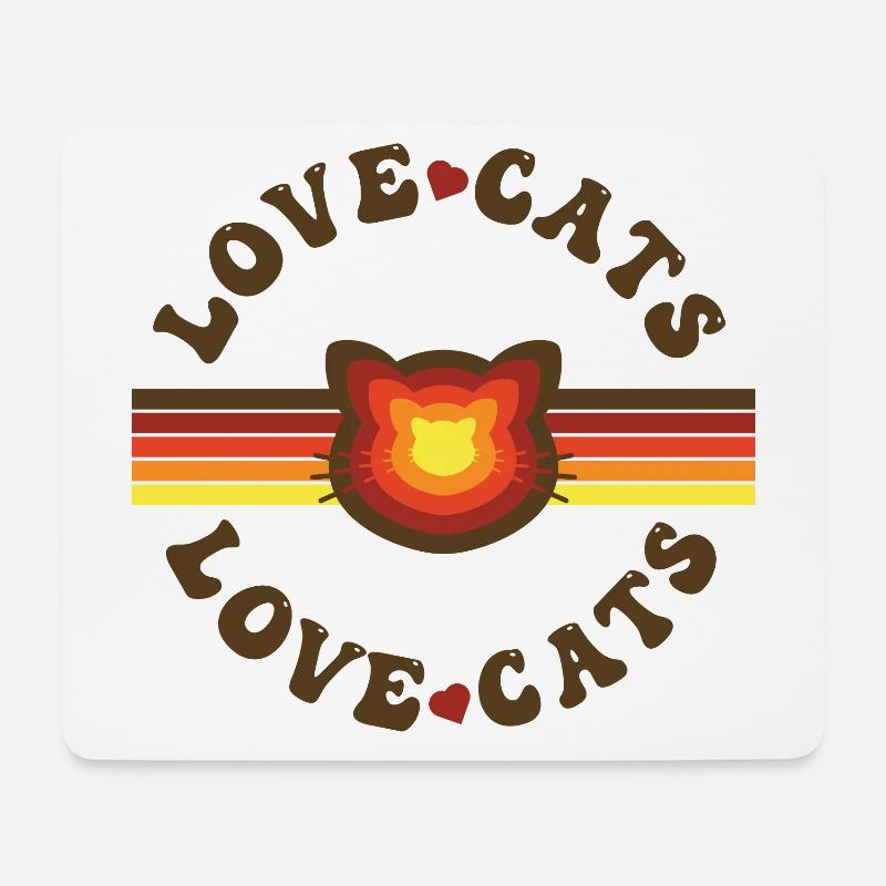 Retro Vibe Love Cats - Mousepad (Querformat) - Weiß