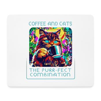Kaffee & Katzen: eine himmlische Mischung! - Mousepad (Querformat) - Weiß - Vorne