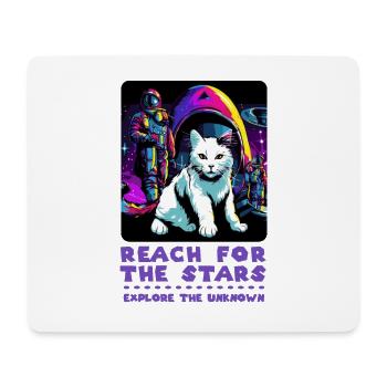 Cosmic Cat Power - Entdecke die Sterne - Mousepad (Querformat) - Weiß - Vorne