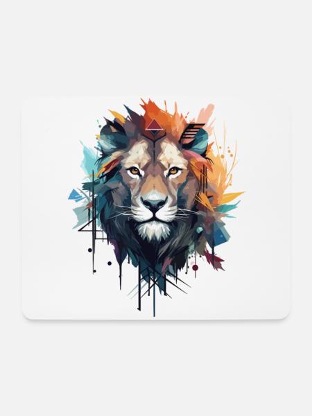 Künstlerischer Löwe - Mousepad (Querformat) - Weiß