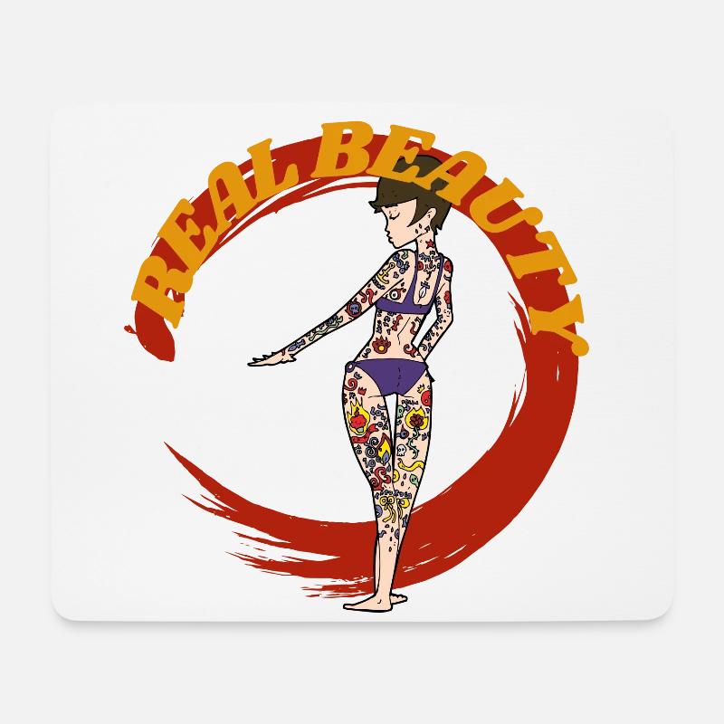 Tattoo T-shirt - Real beauty - Mousepad (Querformat) - Weiß