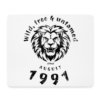 33. Geburtstag Wild, free & untamed since 08/1991 - Mousepad (Querformat) - Weiß - Vorne