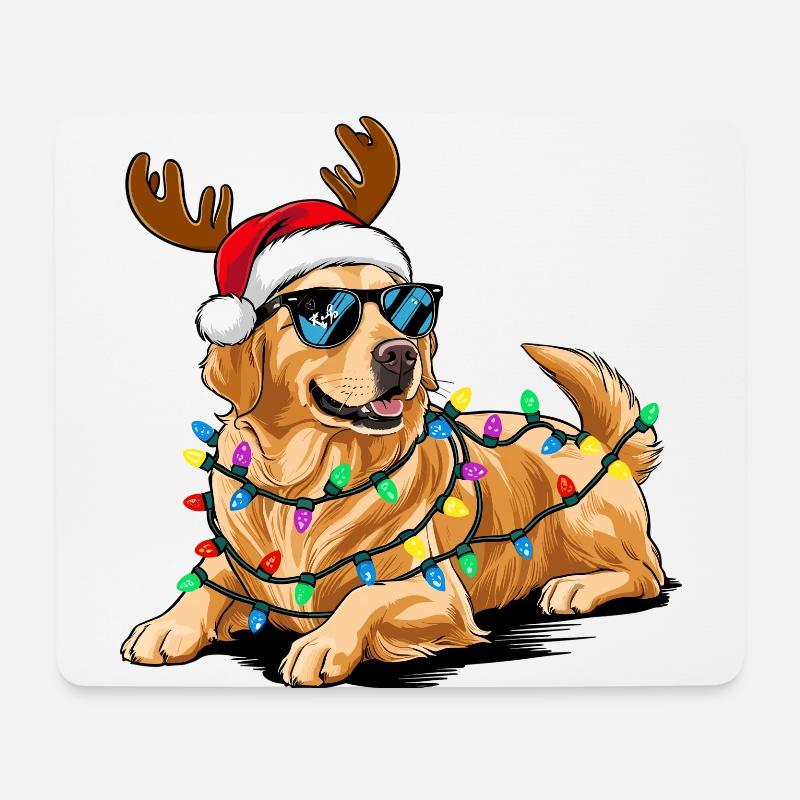 Golden Retriever Weihnachten - Mousepad (Querformat) - Weiß