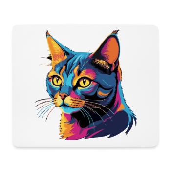 Electric British Shorthair: Vibrant Cat Art - Mouse Pad (horizontal) - white - Front