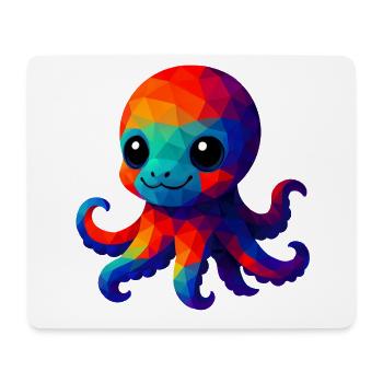 WPAP Polygon Kawaii Stil Tintenfisch Tiere - Mousepad (Querformat) - Weiß - Vorne
