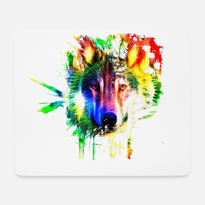 Wolf Splash Modern - Mousepad (Querformat) - Weiß