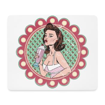 Vintage Milkshake Girl - Mousepad (Querformat) - Weiß - Vorne