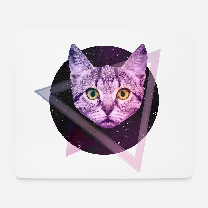 Space Katze - Mousepad (Querformat) - Weiß