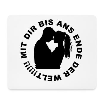Jusqu'au bout du monde Amour Amour Saint Valentin - Tapis de souris (format paysage) - blanc - Devant