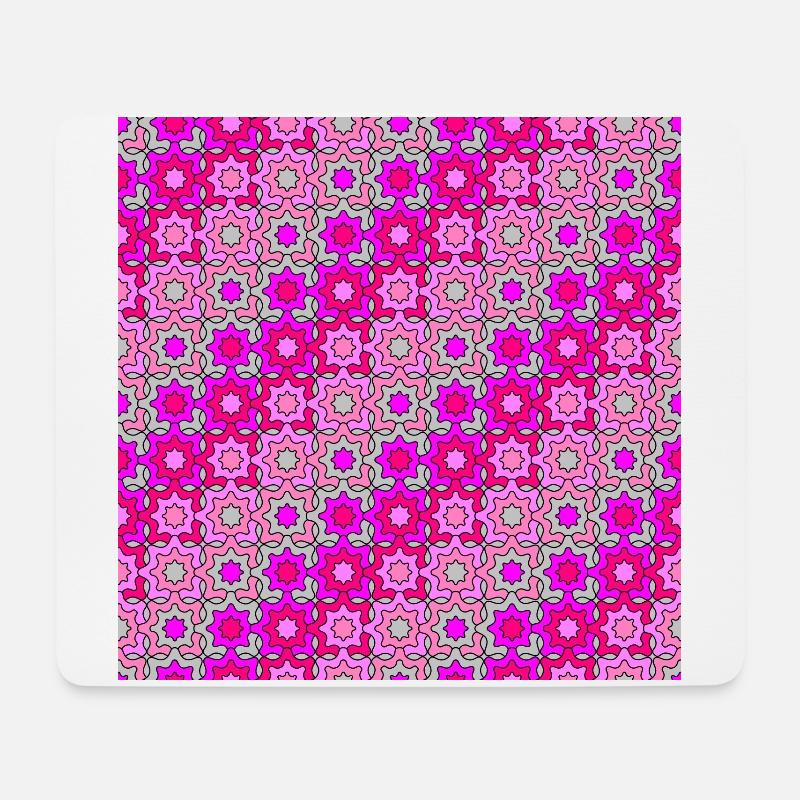 Pink mauve and grey interlinked star pattern - Mouse Pad (horizontal) - white