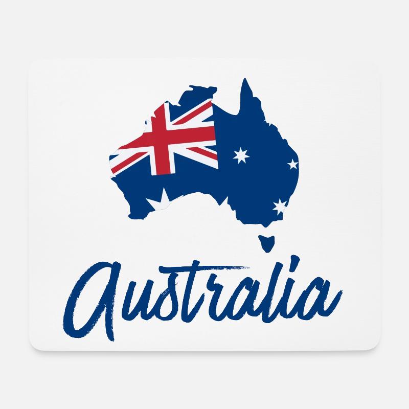 Australien mit Flagge - Mousepad (Querformat) - Weiß