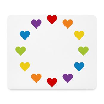 LGBT Gay Pride Herzen Regenbogen Europa Flagge EU - Mousepad (Querformat) - Weiß - Vorne